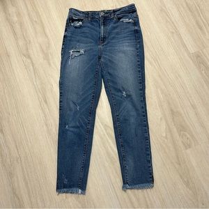 Kancan‎ High Rise Skinny Distressed Frayed Ripped Side Slit Jeans Womens 3 / 25.